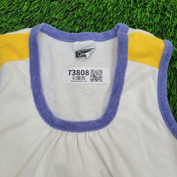 Vintage 80s Catalina MOD Tank-Top Womens XS 15x22 Terry Trim - Picture 3 of 10